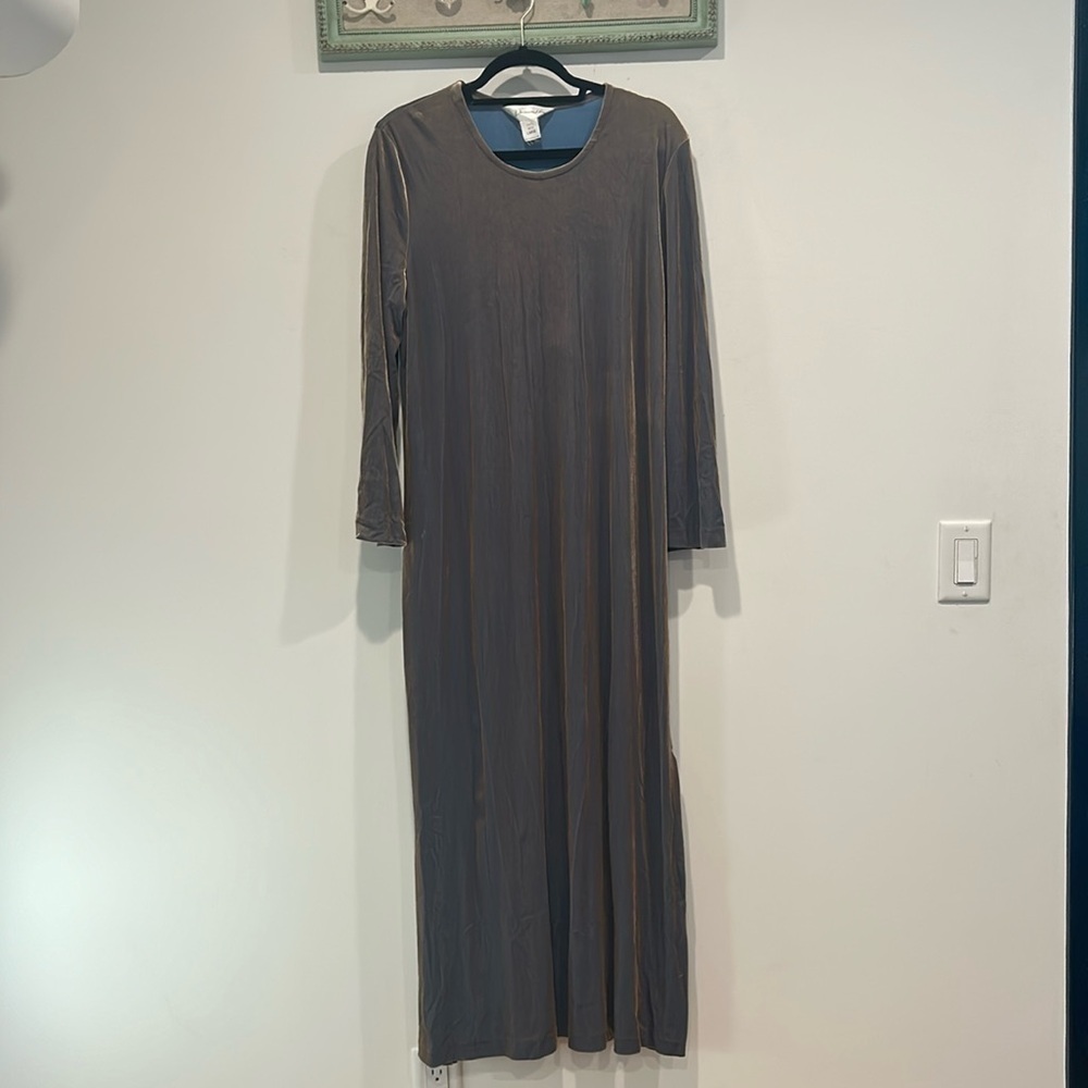 Vintage diamond tea long sleeve velvet iridescent maxi dress women’s large grey